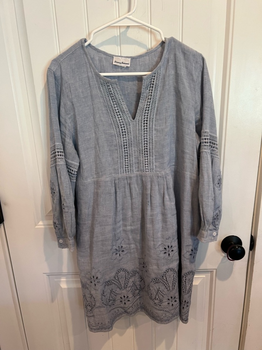 Tommy Bahama Light Blue Embroidered Mini Dress